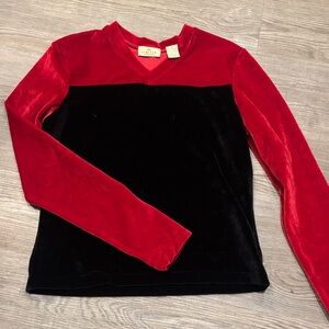 Red and Black Velvet Long Sleeve limited Top